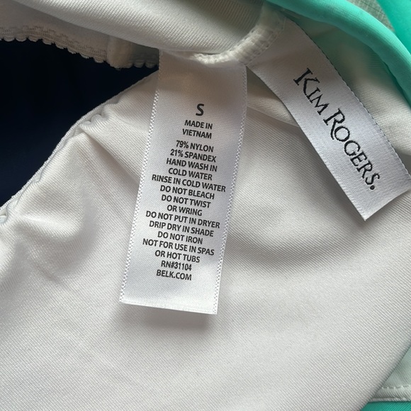 Kim Roger's Women's Swim Tankini ONLY Blue/ Aqua Size S Built-In Bra Adjustable - Picture 7 of 7